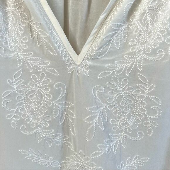 J Crew Boho SILK Delicate Embroidered V Neck Long Sleeve Boho Chic Blouse Size M - Picture 4 of 15